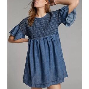 Anthropologie Luz Chambray Mini Dress - Medium